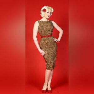 Bettie Page Leopard Wiggle Dress, VGUC, Size XS